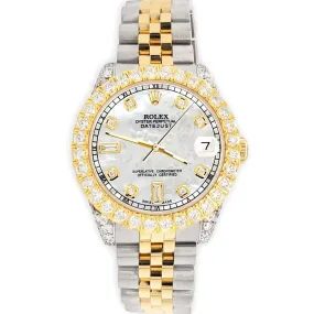 Rolex Datejust 31mm 2-Tone Watch 4.4ct Diamond White MOP Dial/Bezel/Case/Lugs TFJ-142507895