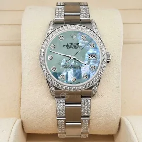 Rolex Datejust 31mm 3.5ct Diamond Bezel/Lugs/Bracelet/Tahitian Blue Dial Watch TFJ-142508813