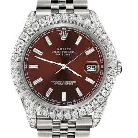 Rolex Datejust 41 4.4CT Diamond Bezel/Lugs/Chocolate Baguette Dial Jubilee B/P TFJ-142508243