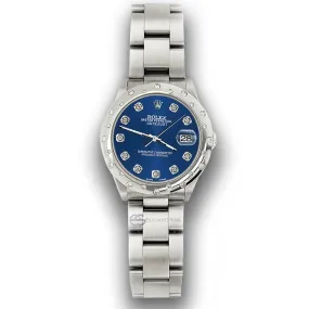 Rolex Datejust Midsize 31mm Domed 24 Diamonds Bezel/Cobalt Blue Dial Watch 78240 TFJ-142508782