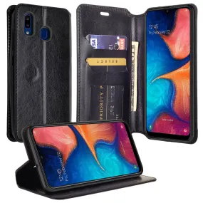 Samsung Galaxy A20 Case, Galaxy A20 Wallet Case, Pu Leather Wallet Case [Kickstand] with ID & Credit Card Slots for Galaxy A20  - Black