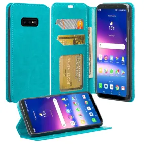 Samsung Galaxy S10e Case, Pu Leather Wallet Case [Kickstand] with ID & Credit Card Slots for Galaxy S10e - Teal