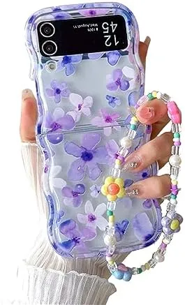 Samsung Galaxy Z Flip 5 Checker and Flower Print, Cute Woman Case