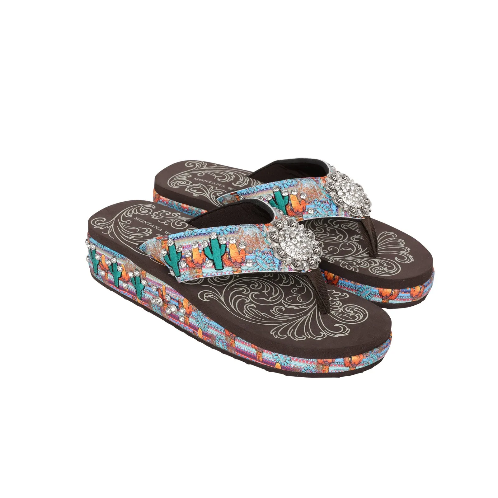 SEF19-S001 Montana West Cactus Print Flip Flops By Case (12 Pairs/Case)