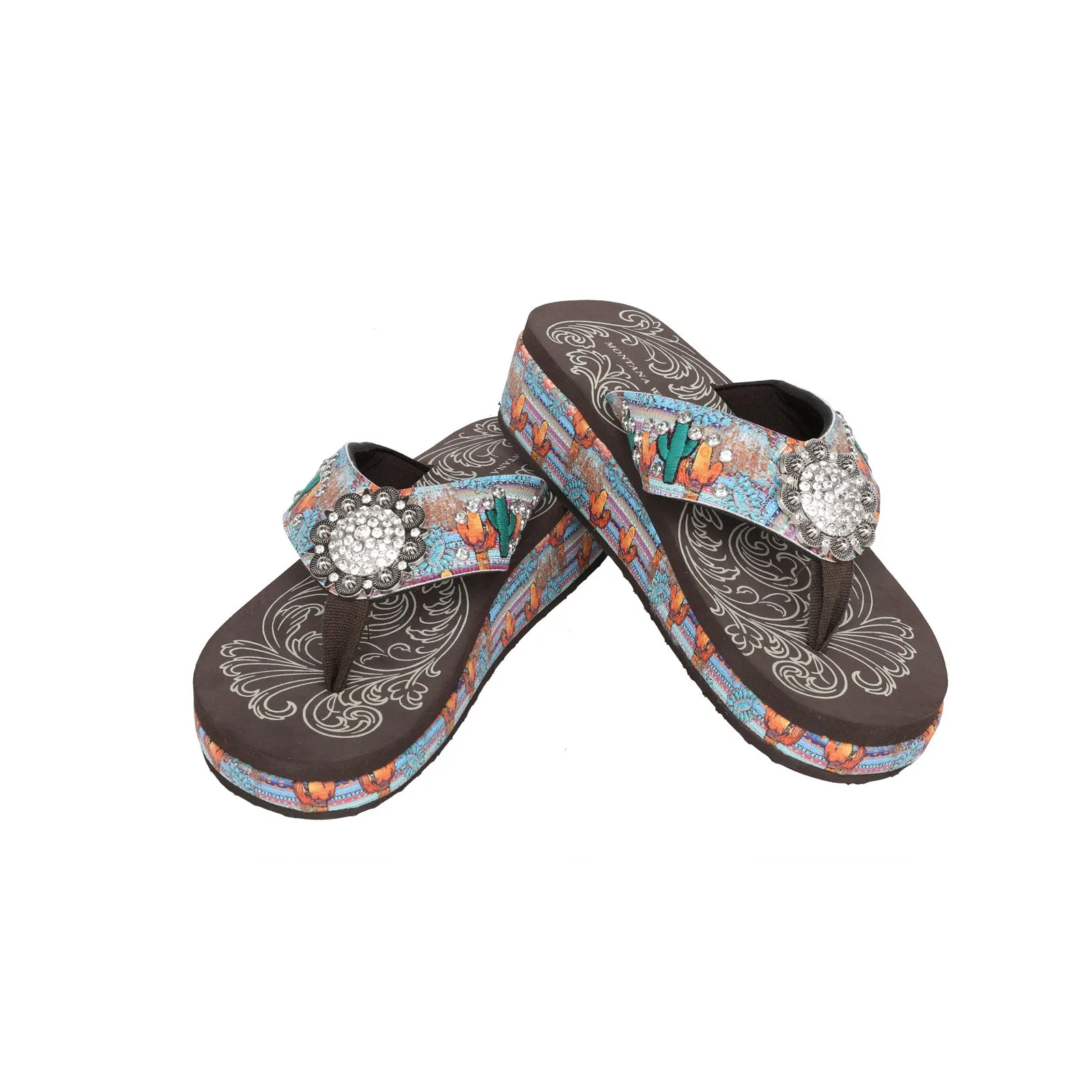 SEF19-S001 Montana West Cactus Print Flip Flops By Case (12 Pairs/Case)