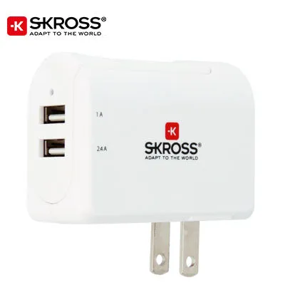 SKROSS 2 Port USB Charger - US and Japan