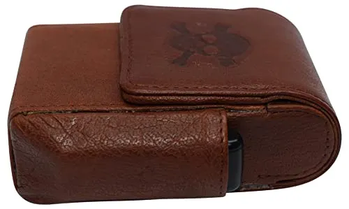 Skull Bone Genuine Leather Cigarette Box Anti-Scratch Protective Storage Case with Lighter Holder for Cigarette Lighter