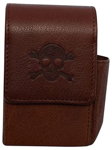 Skull Bone Genuine Leather Cigarette Box Anti-Scratch Protective Storage Case with Lighter Holder for Cigarette Lighter