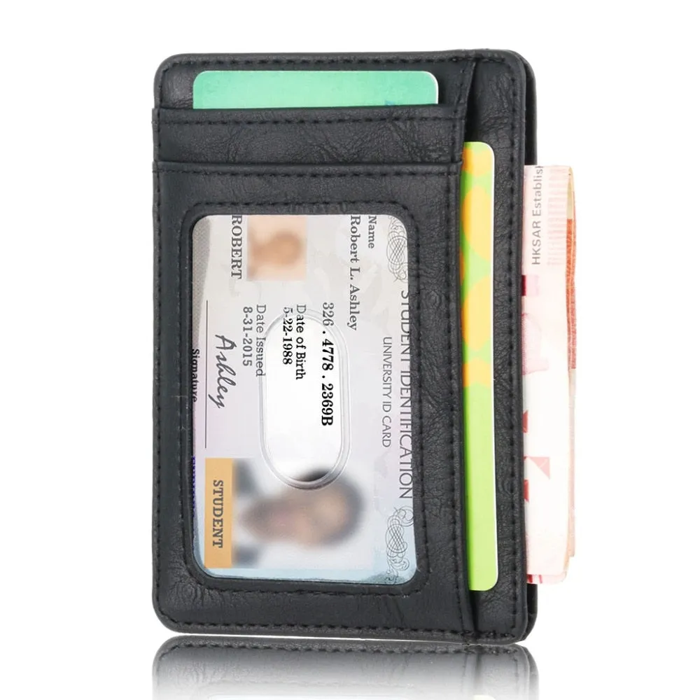 Slim Minimalist Front Pocket Leather Wallet,Credit & ID Card Holder,for Men & Women