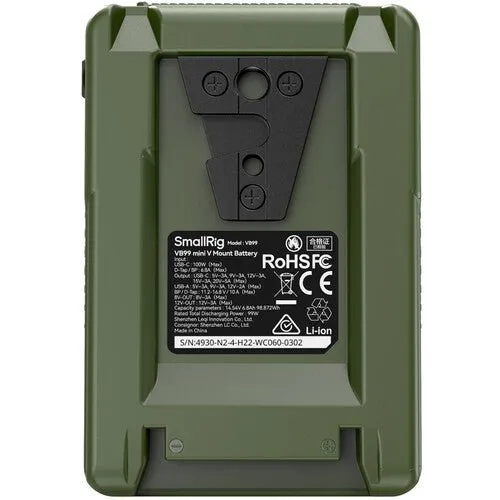 SmallRig VB99 Mini V-Mount Battery (99Wh, Green)