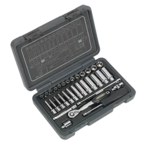 Socket Set 32pc 1/4"Sq Drive 6pt WallDrive¨ Metric