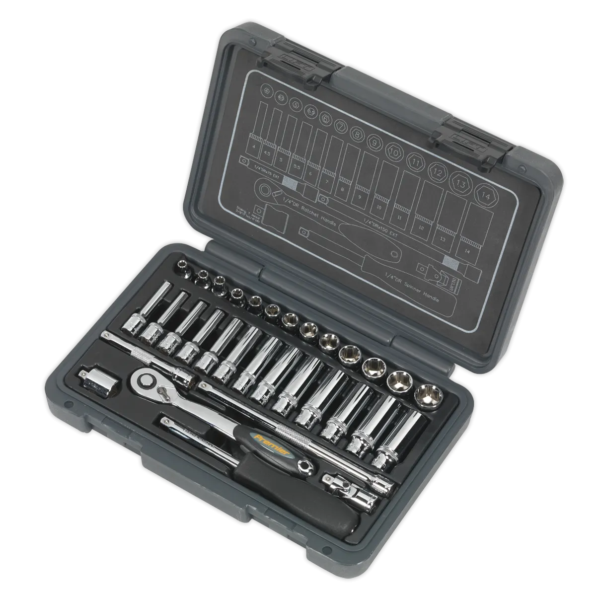 Socket Set 32pc 1/4"Sq Drive 6pt WallDrive¨ Metric