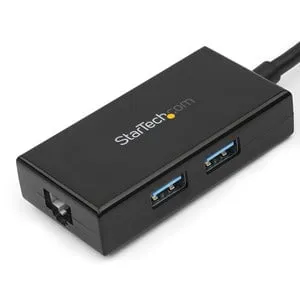 StarTech.com USB 3.0 to Gigabit Network Adapter with Built-In 2-Port USB Hub - USB 3.0 - 3 Port(s) - 1 - Twisted Pair - 10/100/1000Base-T - Desktop