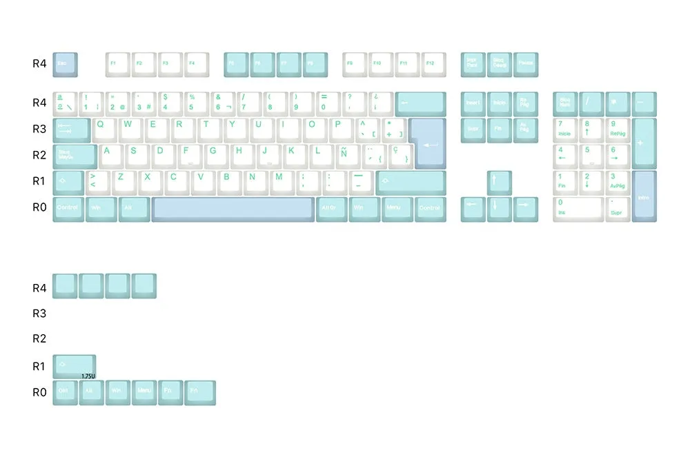 Taihao Hygge Spanish ES PBT double shot keycaps for diy gaming mechanical keyboard OEM Profile for XD64 BM60 BM68 BM80 BM65 BM68