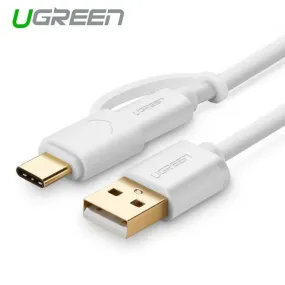 UGREEN USB 2.0 to type C   micro USB cable - White 1M (30171)