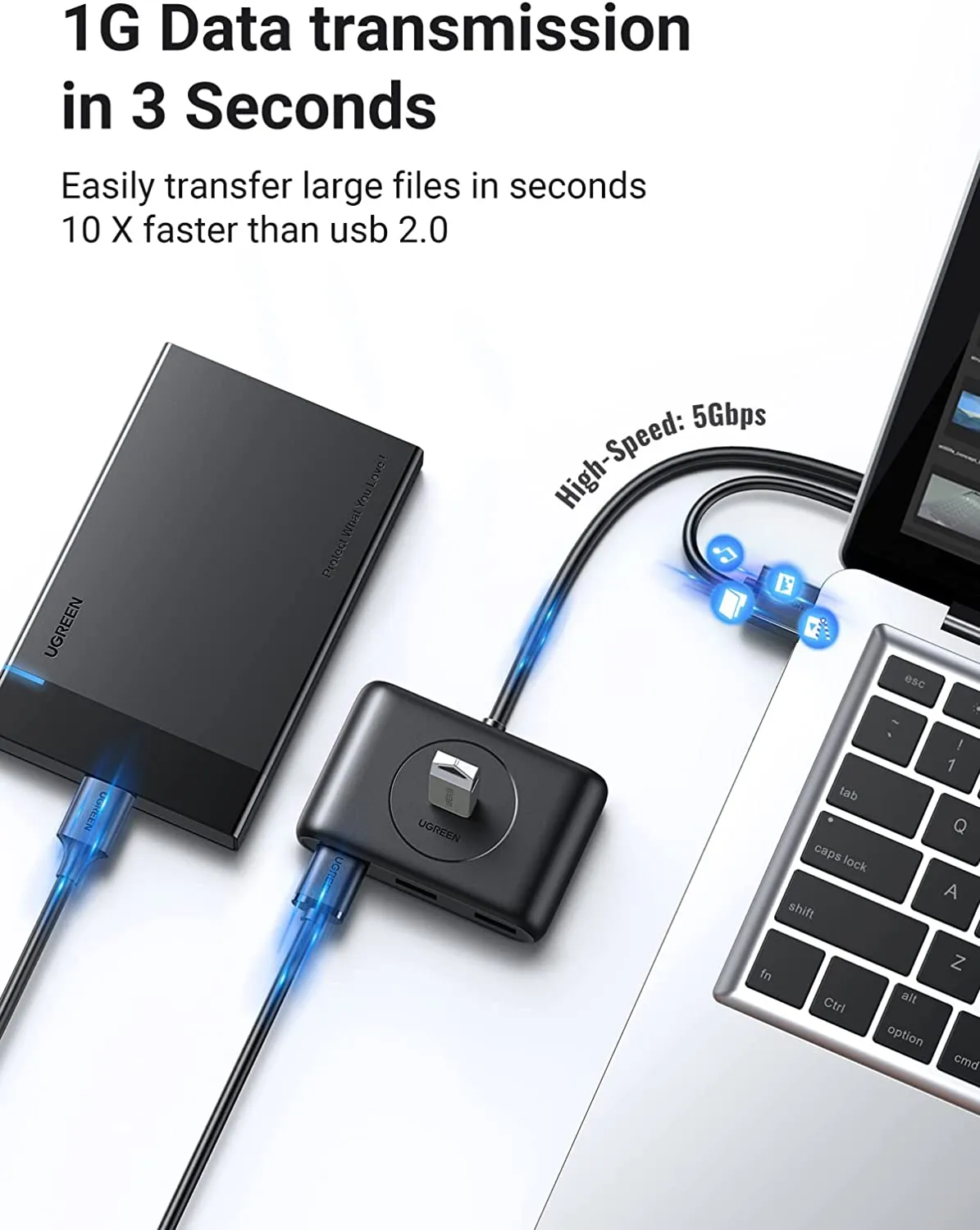 UGREEN USB 3.0 4 PORT HUB UP TO 5GB PS