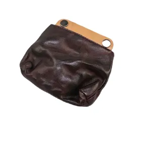 Unisex Vegetable Tanned Leather Wallet  Retro Color Matching Cowhide Coin Purse Card Holder Money Clip