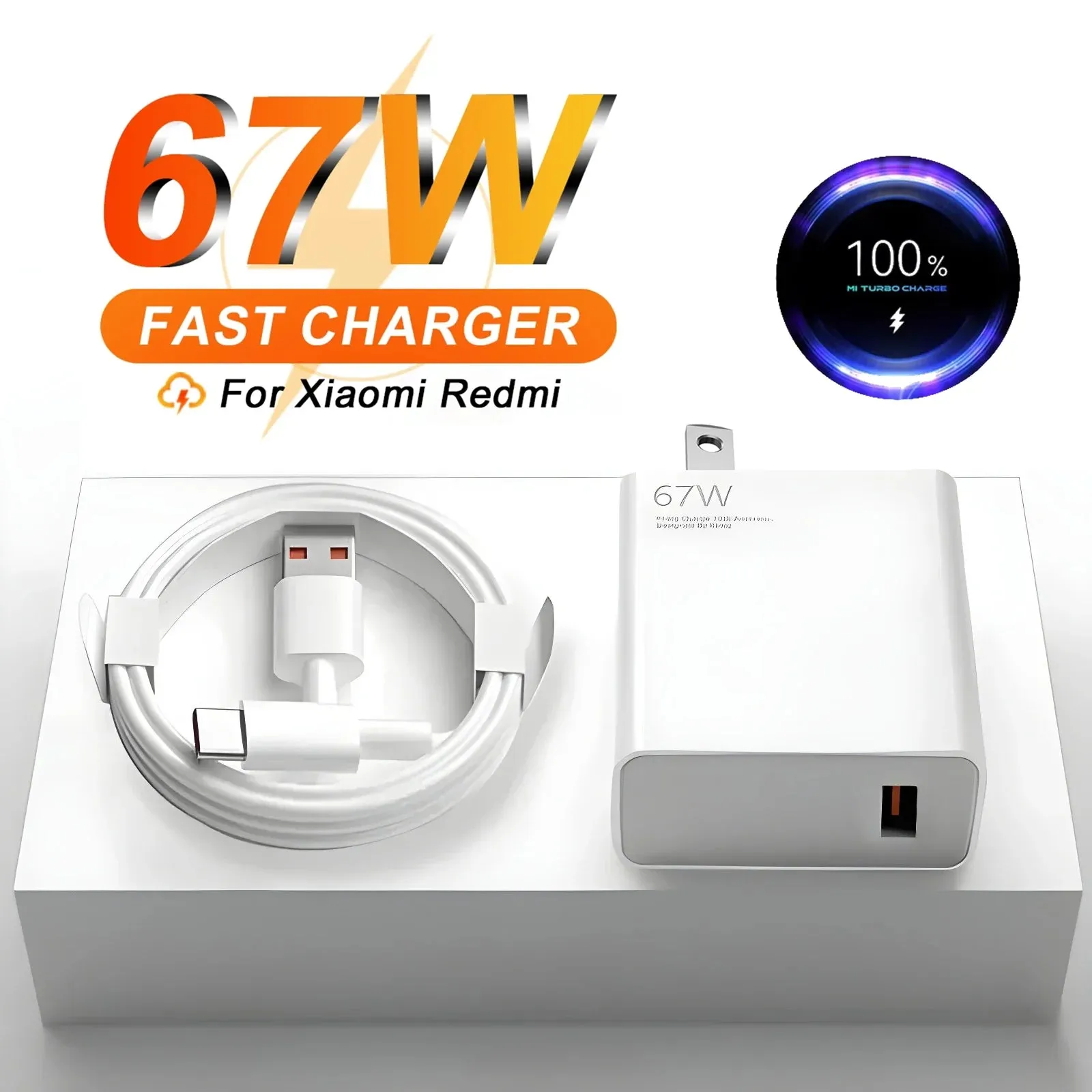 US Plug 6A 67W Ultra Fast Charger for Xiaomi 10T 11 12 Lite 13T Redmi Note 10 11T 12T 13 POCO X4 X5 F5 Type C USB Charging Cable