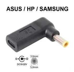 USB-C to Laptop Adapter - 3.0mm x 5.0mm - 19V - For ASUS/HP/Samsung