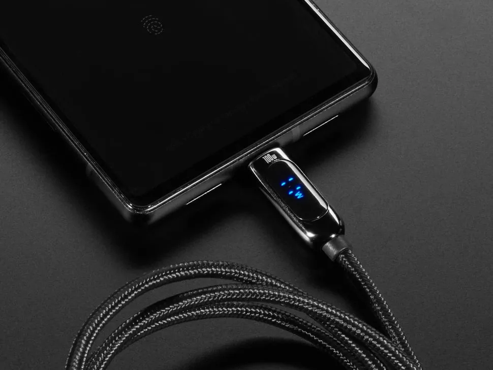 USB C to USB C Cable w/ 100W Watt Display - 2 meter Black Woven