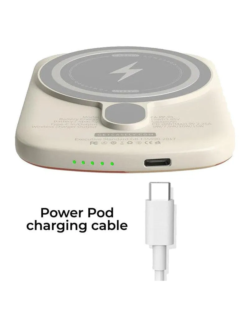 USB to USB-C Power Pod Charging Cord | White Cable