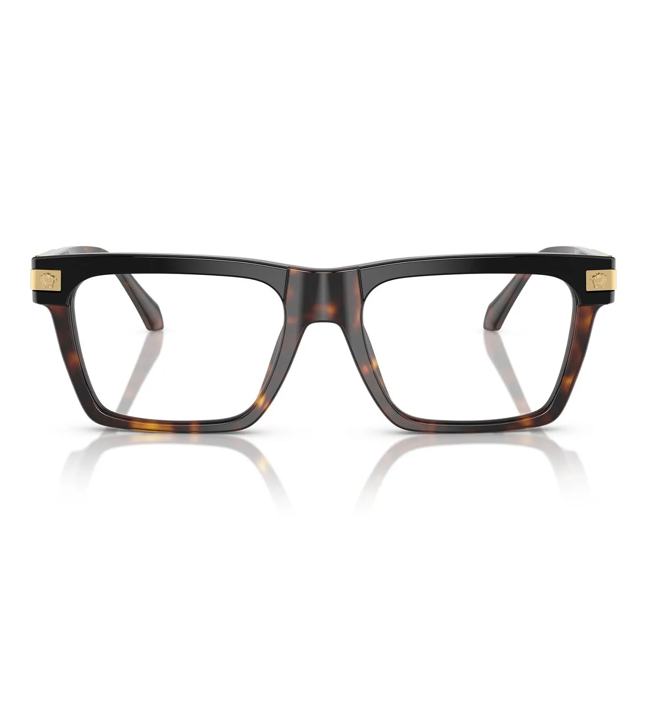 Versace Men's Black Havana Rectangular Optical Frame