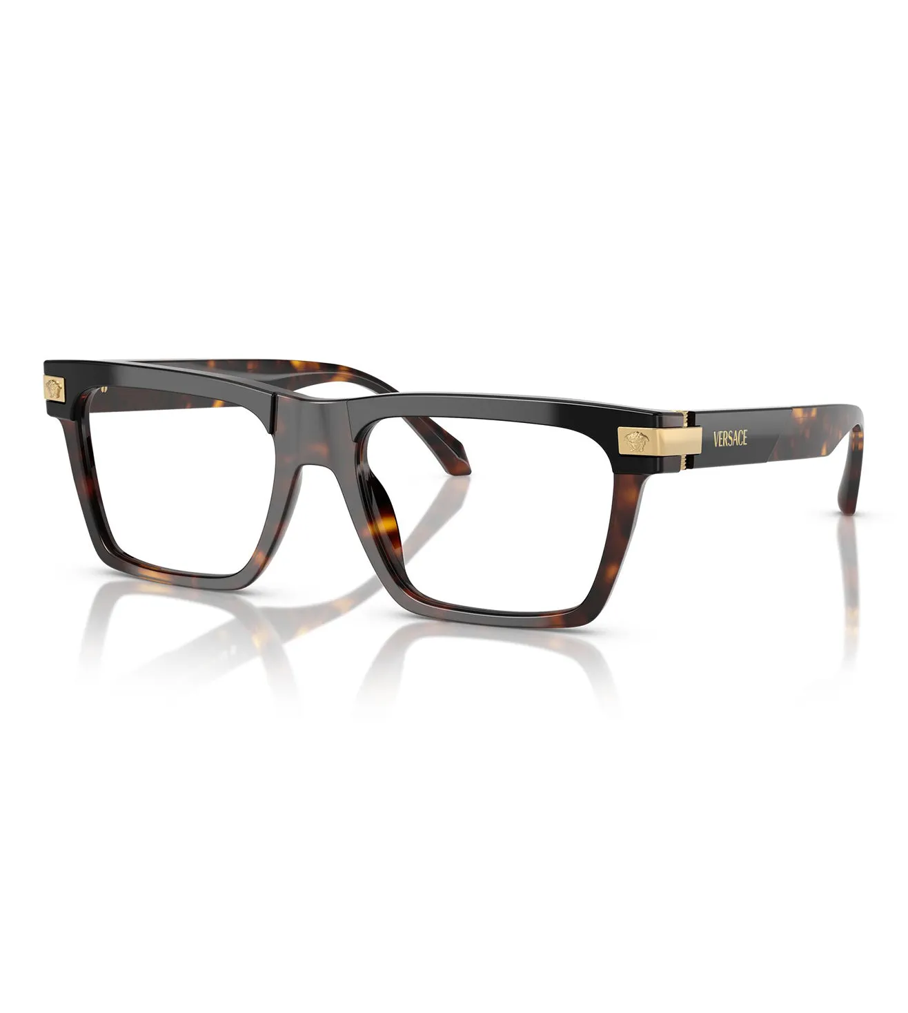 Versace Men's Black Havana Rectangular Optical Frame