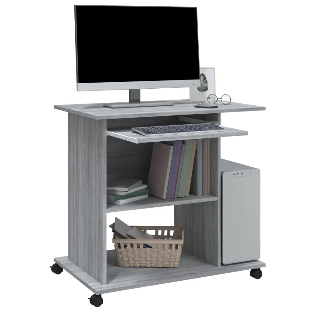 vidaXL Computer Desk Grey Sonoma 80x50x75 cm Engineered Wood