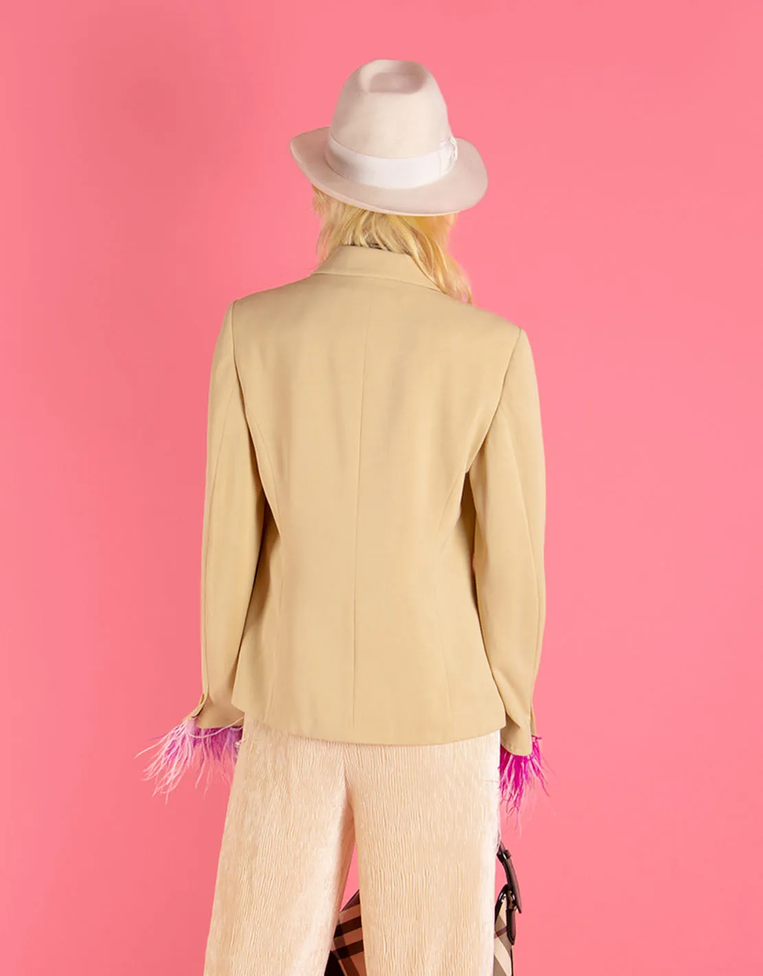 Vintage customized Max Mara blazer with feathers