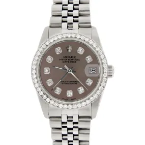 Women's Rolex Datejust 31mm S/S Jubilee Watch w/Chocolate Dial &amp; Diamond Bezel TFJ-142508163