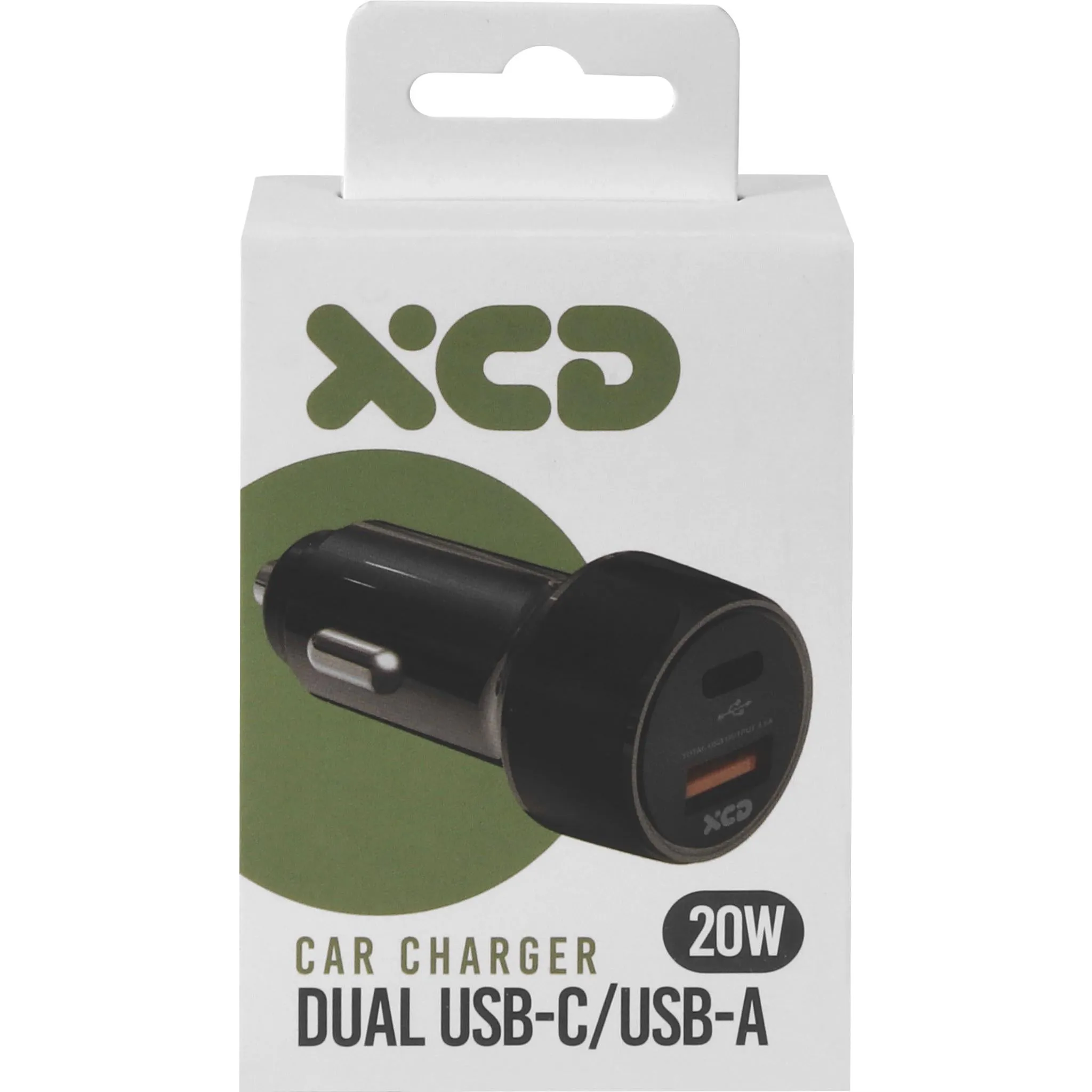 XCD Dual USB-C/USB-A 20W Car Charger