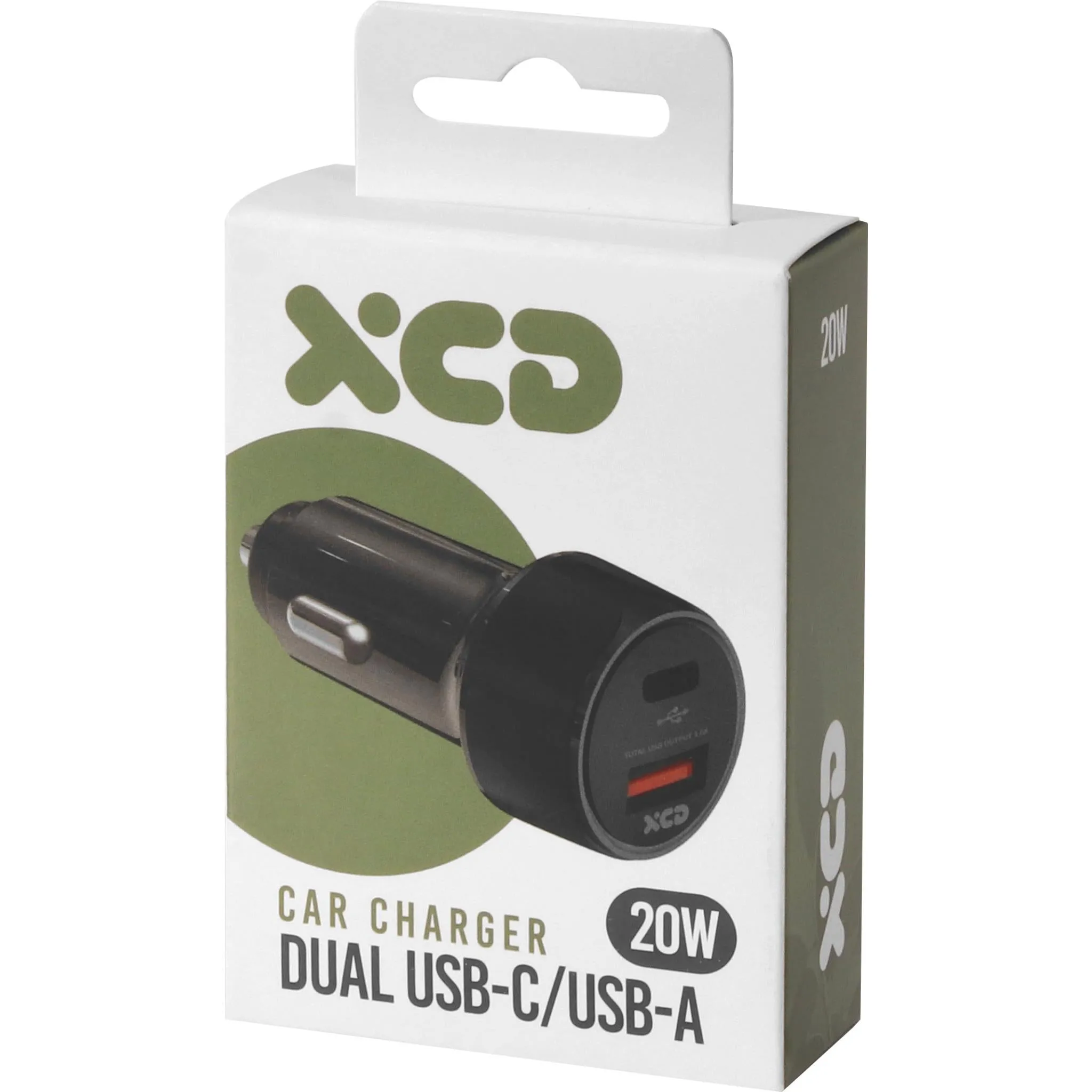 XCD Dual USB-C/USB-A 20W Car Charger