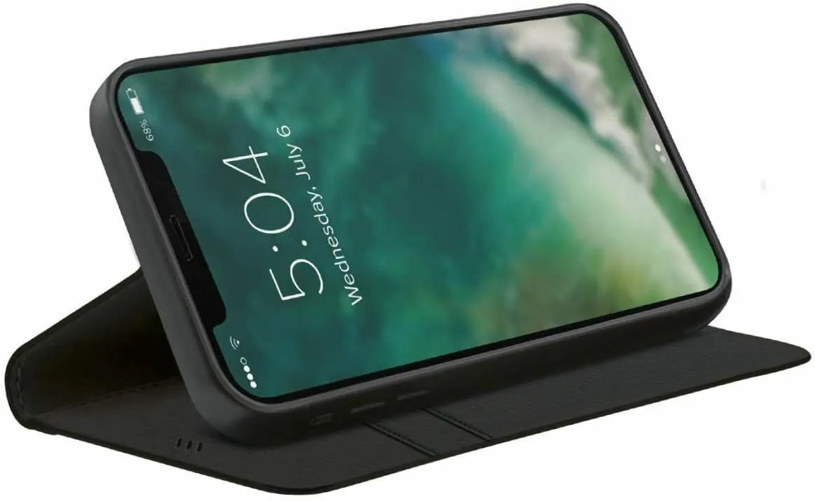 XQISIT Eco Wallet for iPhone 12 Pro Max 6.7" Black Case with Stand Function