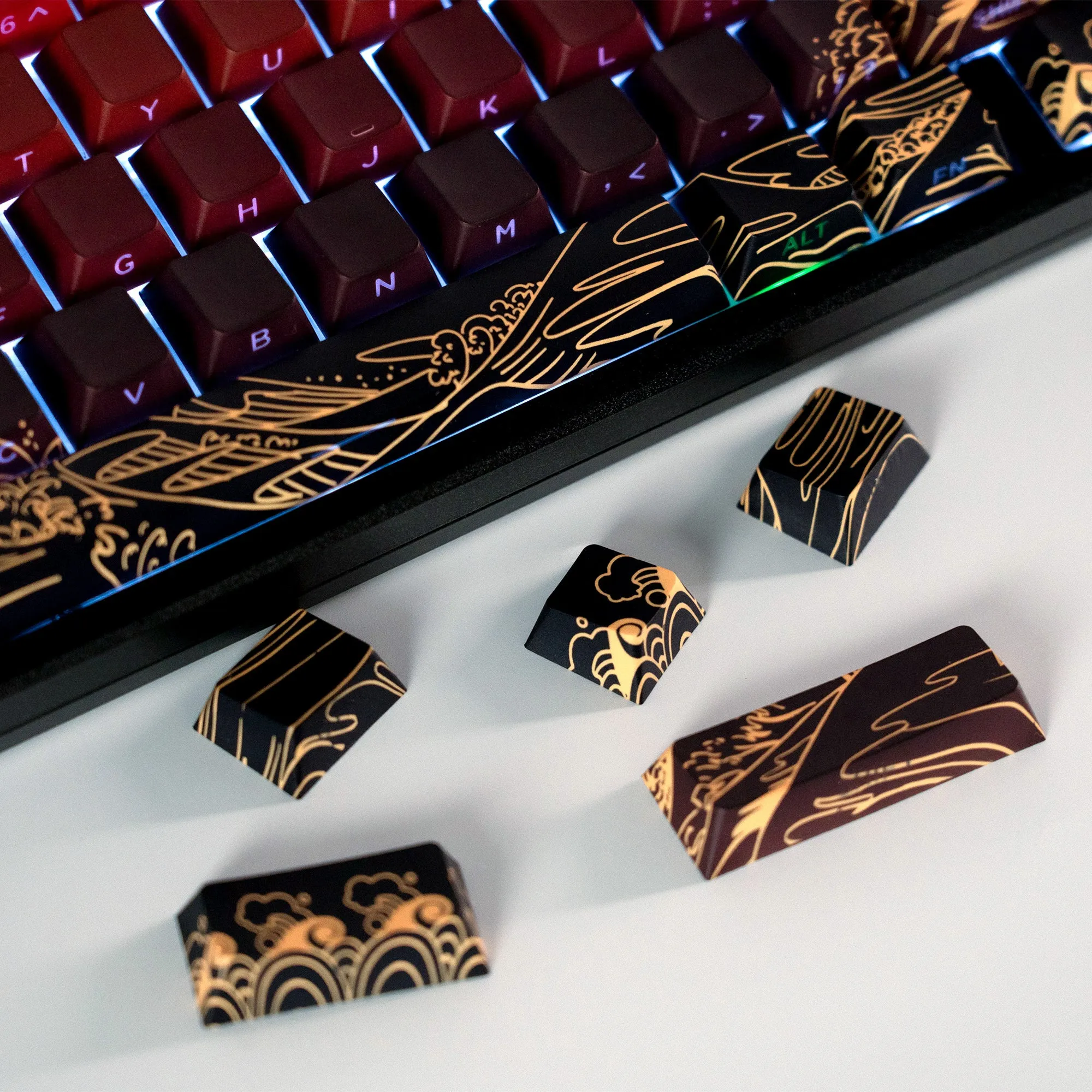 XVX Wave of Kanagawa Cherry Profile Side Print Dye-sub PBT Keycap Set (131-Key)