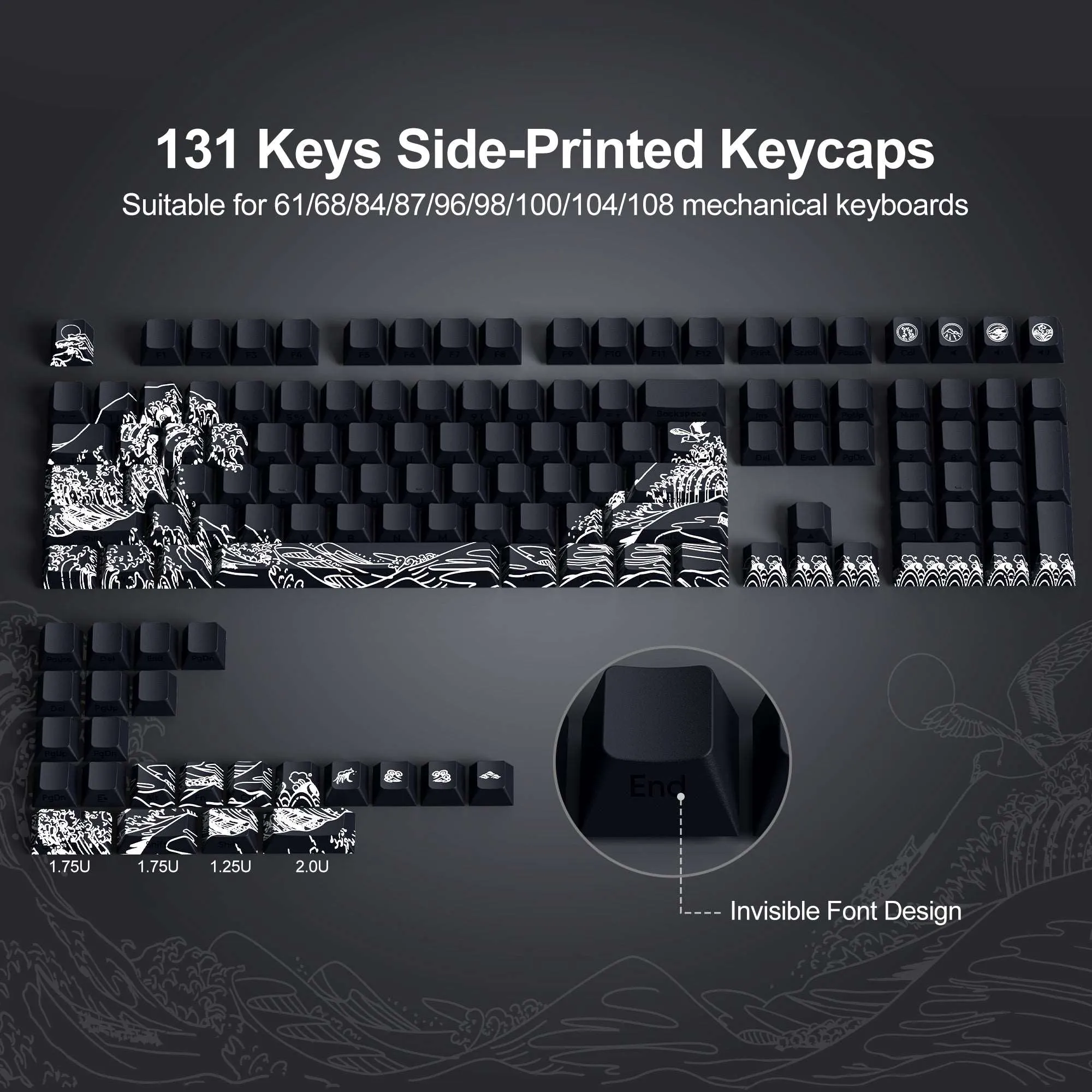 XVX Wave of Kanagawa Cherry Profile Side Print Dye-sub PBT Keycap Set (131-Key)