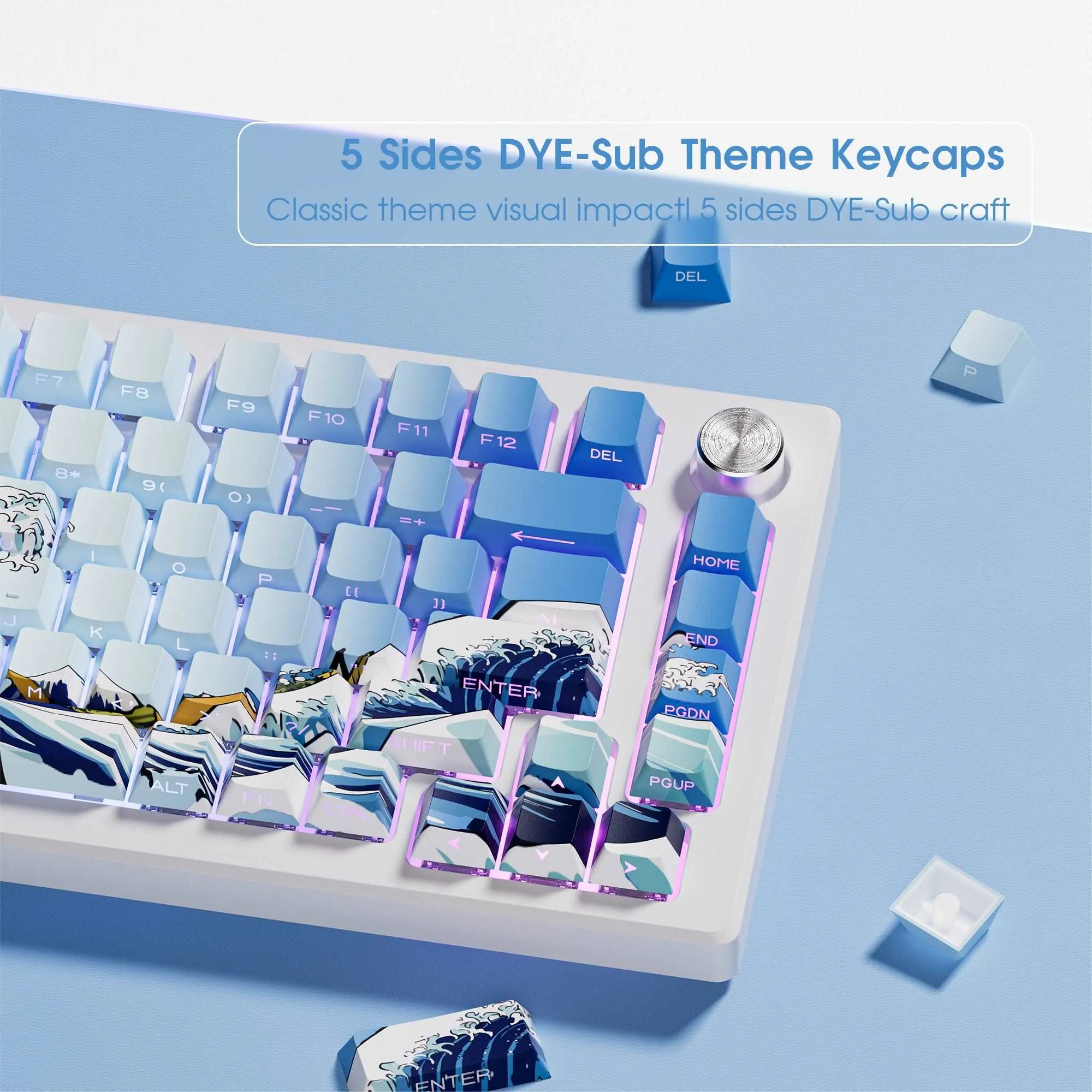 XVX Wave of Kanagawa Cherry Profile Side Print Dye-sub PBT Keycap Set (131-Key)