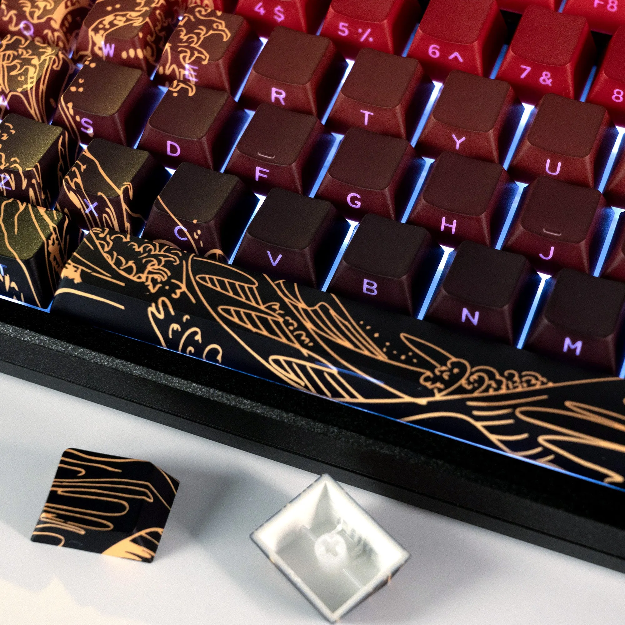 XVX Wave of Kanagawa Cherry Profile Side Print Dye-sub PBT Keycap Set (131-Key)