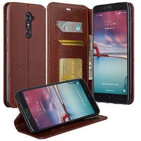 ZTE ZMAX Pro Case | Blade X Max | ZTE Carry | ZTE Grand X Max 2 Case | ZTE Imperial Max Case | ZTE Max Duo Pu Leather Magnetic Fold[Kickstand] Wallet Case with ID & Card Slots - Brown